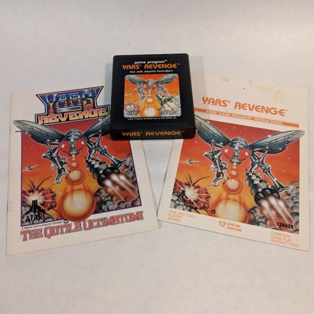 Vintage Atari 2600 Yars' Revenge With Rare Comic Book & Manual Untested